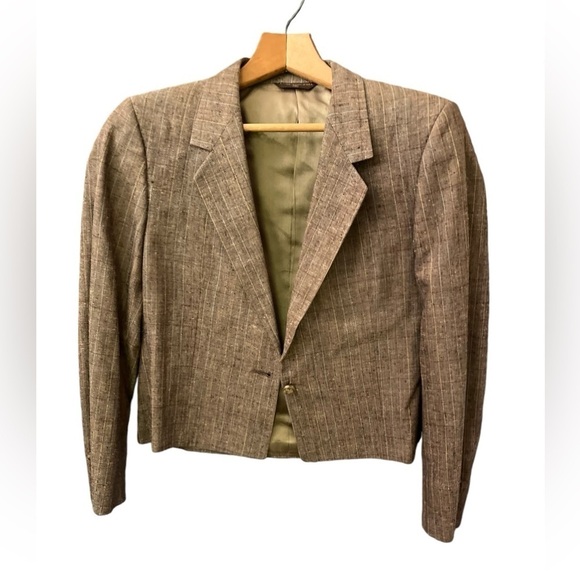 Union made  Vintage Size 10 Wool Jacket Fully Lined plaid Tan  Long Sleeve - Picture 3 of 12